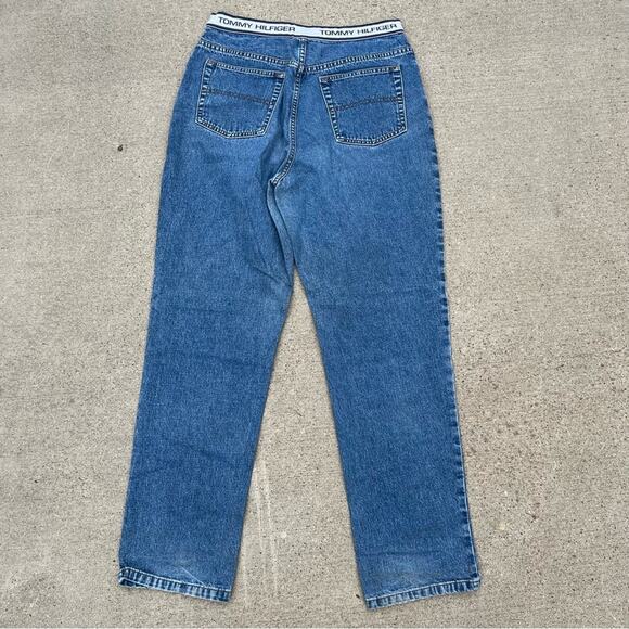 Vintage Y2K Tommy Hilfiger spell out waistband jeans relaxed fit Size 14 - Picture 2 of 3